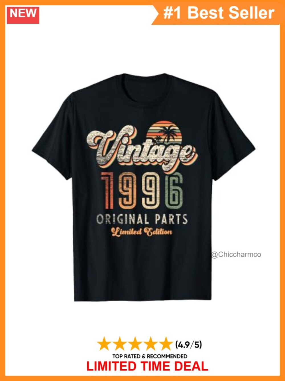 Vintage 1996 Limited Edition 30th Birthday Retro Palm Tree Tee